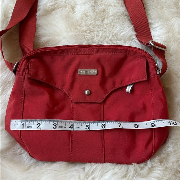 Baggallini Orange Canvas Crossbody/Shoulder Bag Silver Accents - Picture 7 of 11